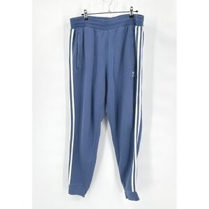 Adidas Originals Joggers XL Blue 3 Stripe Fleece Sweatpants Zipper Pockets Sport